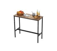 VEVOR Bar Table, Sturdy Metal Frame High Top Pub Table, Narrow Long Kitchen Dining, Cocktail Counter Bar Height Desk, Easy to Assemble,39x16x35.5 in, for Living Room Party, Rustic Brown and Black