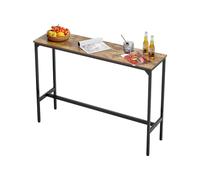 VEVOR Bar Table, Sturdy Metal Frame High Top Pub Table, Narrow Long Kitchen Dining, Cocktail Counter Bar Height Desk, Easy to Assemble, 55x15x39 in, for Living Room Party, Rustic Brown and Black
