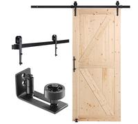 VEVOR Barn Door and Hardware Kit, 36" x 84" Wood Sliding Barn Door, Smoothly and Quietly, Barn Door Kit with 8-in-1 Floor Guide and Door Handle, Spruce Wood Panelled Slab, Easy to Install