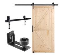 VEVOR Barn Door and Hardware Kit, 42" x 84" Wood Sliding Barn Door, Smoothly and Quietly, Barn Door Kit with 8-in-1 Floor Guide and Door Handle, Spruc