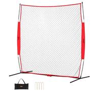 VEVOR Barricade Backstop Net, 7x7 Ft Ball Sports Barrier Netting, Portable Practice Equipment with Carry Bag, Protection Screen for Baseball Softball Lacrosse Soccer Hockey Training, for Backyard
