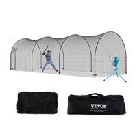 VEVOR Baseball Batting Cage, Softball and Baseball Batting Cage Net and Frame, Practice Portable Cage Net with Carry Bag, Heavy Duty Enclosed Pitching