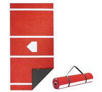 VEVOR Baseball Hitting Mat, 300x116cm Batting Cage Mat, Batters Box Turf Mats, Softball Batting Practice Equipment with Home Plate and Anti Fade Turf, Portable Training Aid for Indoor Outdoor, Red