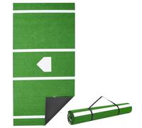 VEVOR Baseball Hitting Mat, 366x183cm Batting Cage Mat, Batters Box Turf Mats, Softball Batting Practice Equipment with Home Plate and Anti Fade Turf, Portable Training Aid for Indoor Outdoor, Green
