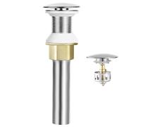 VEVOR Bathroom Sink Drain Without Overflow Brass and 304 Stainless Steel Pop Up Drains Anti-Clogging Vessel Drain Strainer All Metal Hair Catcher