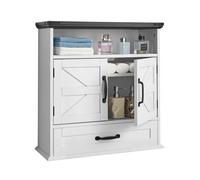 VEVOR Bathroom Wall Cabinet, 2 Doors & Adjustable Shelf, Over the Toilet Storage Medicine Cabinet Wall Mounted, Hanging Organizer with Drawer & Open P