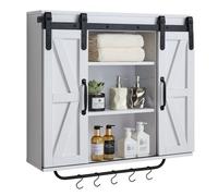 VEVOR Bathroom Wall Cabinet, 2 Doors and Adjustable Shelf, Over the Toilet Storage Medicine Cabinet Wall Mounted, Hanging Organizer with Open Partitio