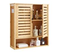 VEVOR Bathroom Wall Cabinet, 2 Doors and Adjustable Shelf, Over the Toilet Storage Medicine Cabinet Wall Mounted, Hanging Organizer with Shelves and Open Partition for Laundry Room Kitchen Restroom