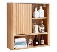 VEVOR Bathroom Wall Cabinet, with Door and Adjustable Shelf, Over the Toilet Storage Medicine Cabinet Wall Mounted, Hanging Organizer with Shelves and Open Partition for Laundry Room Kitchen Restroom