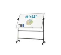 Vevor BB4832YCDLYDVRU6FV0 48 x 32 in. Double-Sided Magnetic Mobile Rolling Whiteboard for 360 Deg Reversible Adjustable Height Dry Erase Board