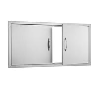 VEVOR BBQ Access Door, 42W x 21H Inch Double Outdoor Kitchen Door, Stainless Steel Flush Mount Door, Wall Vertical Door with Handles, for BBQ Island, Grilling Station, Outside Cabinet