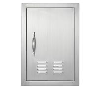 VEVOR BBQ Access Door, 14W x 20H Inch Single Outdoor Kitchen Door, Stainless Steel Flush Mount, Wall Vertical with Handle and Vents, for BBQ Island, Grilling Station, Outside Cabinet