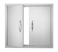 VEVOR BBQ Access Door, 26W x 24H Inch Double Outdoor Kitchen, Stainless Steel Flush Mount, Wall Vertical With Handles, for BBQ Island, Grilling Station, Outside Cabinet