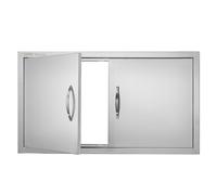 VEVOR BBQ Access Door, 34W x 19H Inch Double Outdoor Kitchen Door, Stainless Steel Flush Mount Door, Wall Vertical Door with Handles, for BBQ Island,