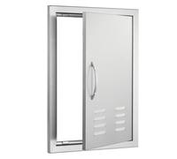 VEVOR BBQ Access Door, 17W x 24H Inch Single Outdoor Kitchen Door, Stainless Steel Flush Mount Door, Wall Vertical Door with Handle, Vents and Hook, for BBQ Island, Grilling Station, Outside Cabinet