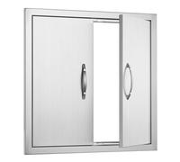 Vevor Bbq Access Door 610X610mm Double Ss Flush Mount Double Door W/handles & Hooks For Bbq Island