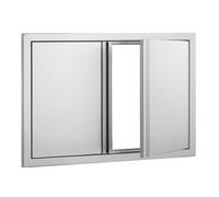 VEVOR BBQ Access Door, 710x482 mm Double Outdoor Kitchen Doors, Stainless Steel Flush Mount Door, Wall Vertical Doors with Recessed Handles, for BBQ Island, Grilling Station, Outside Cabinet