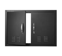 VEVOR BBQ Access Door, 762x533 mm Double Outdoor Kitchen Door, Cold Plate Flush Mount Door, Wall Vertical Door with Handles and Ventss, for BBQ Island, Grilling Station, Outside Cabinet