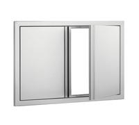 VEVOR BBQ Access Door, 774x532 mm Double Outdoor Kitchen Door, Stainless Steel Flush Mount Door, Wall Vertical Door with Recessed Handles, for BBQ Island, Grilling Station, Outside Cabinet