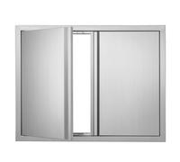 VEVOR BBQ Access Door, 787x609 mm Double Outdoor Kitchen Door, Stainless Steel Flush Mount Door, Wall Vertical Door with Recessed Handles, for BBQ Island, Grilling Station, Outside Cabinet