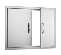 VEVOR BBQ Access Door, 787x609 mm Double Outdoor Kitchen Door, Stainless Steel Flush Mount Door, Double Wall Vertical Door with Handles and Hooks, for BBQ Island, Grilling Station, Outside Cabinet