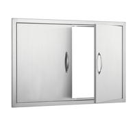 VEVOR BBQ Access Door, 35W x 24H Inch Double Outdoor Kitchen Door, Stainless Steel Flush Mount, Wall Vertical with Handles, for BBQ Island, Grilling Station, Outside Cabinet
