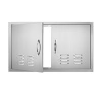 VEVOR BBQ Access Door, 914x534 mm Double Outdoor Kitchen Door, Stainless Steel Flush Mount Door, Wall Vertical Door with Handles and Vents, for BBQ