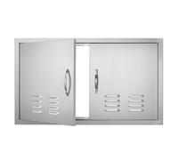 VEVOR BBQ Access Door, 914x534 mm Double Outdoor Kitchen Door, Stainless Steel Flush Mount Door, Wall Vertical Door with Handles and Vents, for BBQ Island, Grilling Station, Outside Cabinet
