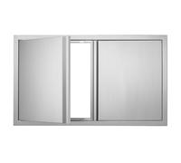 VEVOR BBQ Access Door, 914x534 mm Double Outdoor Kitchen Door, Stainless Steel Flush Mount Door, Wall Vertical Door with Recessed Handles , for BBQ Is