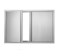 VEVOR BBQ Access Door, 914x610 mm Double Outdoor Kitchen Door, Stainless Steel Flush Mount Door, Wall Vertical Door with Recessed Handles, for BBQ Island, Grilling Station, Outside Cabinet