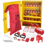 VEVOR BD-X07-D41 Electrical Kit, 59 PCS Safety Tagout Station with Padlocks, Hasps, Tags, Ties, Plug, Circuit Breaker, Valve, Cable, Lockout Bag, Box, RED