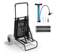 VEVOR Beach Dolly with Big Wheels for Sand, 20.1" x 14.6" Cargo Deck, w/ 9" Balloon Wheels, 165LBS Loading Capacity Folding Sand Cart & 27.2" to 44.9" Adjustable Height, Heavy Duty Cart for Beach