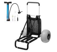 VEVOR Beach Dolly with Big Wheels for Sand, 29.9" x 15.4" Cargo Deck, w/ 12" Balloon Wheels, 165LBS Loading Capacity Folding Sand Cart & 27" to 44.7" Adjustable Height, Heavy Duty Cart for Beach
