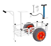 VEVOR Beach Fishing Cart, 350 lbs Load Capacity, Fish and Marine Cart with Two 16" Big Wheels PU Balloon Tires for Sand, Heavy-Duty Aluminum Pier Wagon Trolley with 8 Rod Holders for Fishing, Picnic