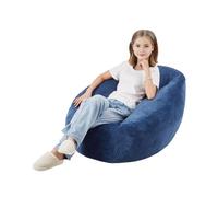 VEVOR Bean Bag Chair, 3 feet Bean Bag Chair with Soft Armrests and Storage Pocket, 25D Memory Foam Filled with Soft Teddy Velvet Cover, Bean Bag for Bedroom or Playroom, Blue