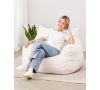 VEVOR Bean Bag Chair, 3 feet Bean Bag Chair with Soft Armrests and Storage Pocket, 25D Memory Foam Filled with Soft Teddy Velvet Cover, Bean Bag for Bedroom or Playroom, White