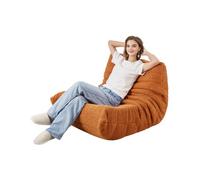 VEVOR L-Shaped Bean Bag Chair with Soft Armrests and Storage Pocket Brown