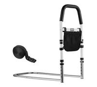 VEVOR Bed Rail for Elderly, Bedside Assist Rails with PU Handrail, Adjustable Height Pipe Bedside Cane, High-Strength Carbon Steel Bed Bars for Seniors & Patients, Fits King, Queen, Full, Twin