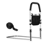 VEVOR Bed Rail for Elderly, Bedside Assist Rails with PU Handrail, Adjustable Height Pipe Bedside Cane, High-Strength Carbon Steel Bed Bars for Senior