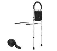 VEVOR Bed Rail for Elderly, Bedside Assist Rails with Supporting Leg and PU Handrail, Adjustable Height Carbon Steel Pipe Bedside Cane, Bed Bars for Seniors & Patients, Fits King, Queen, Full, Twin