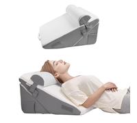 VEVOR Bed Wedge Pillow for Sleeping, 3 Pcs Adjustable Orthopedic Bed Wedge Set, with Jacquard Washable Cover & Foam Support, Post Surgery Pillow for Acid Reflux Back Pain Snoring Relief, White/Grey