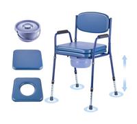 VEVOR Bedside Commode Chair, 181 kg Weight Capacity, 3-in-1 Portable Toilet and Raised Toilet Seat with Padded Seat and Backrest, Detachable 5L Bucket, Adjustable Height Adult Potty Chair for Seniors