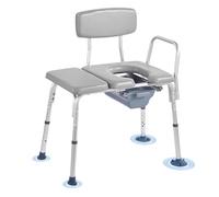 VEVOR Bedside Commode Chair, 500 lbs Weight Capacity, 4-in-1 Portable Toilet and Raised Toilet Seat with Padded Seat and Backrest, Detachable 5L Bucket, Adjustable Height Adult Potty Chair for Seniors