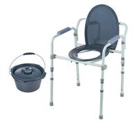 VEVOR Commode Chair, Bedside Commode with Wider Toilet Seat, 7-Level Adjustable Height, 5.8L Removable Bucket, Easy to Assemble, 350 LBS Capacity, Raised Toilet Seat for Adults Seniors