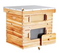 VEVOR Bee Hive 20 Frame Bee Hives Starter Kit, Beeswax Coated Fir Wood, 1 Deep + 1 Medium Boxes Langstroth Beehive Kit, Transparent Acrylic Windows with Foundations for Beginners Pro Beekeepers