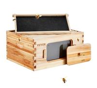 VEVOR Bee Hive Deep Box Starter Kit, 100% Beeswax Coated Natural Cedar Wood, Langstroth Beehive Kit with 10 Frames and Foundations, Transparent Acryli