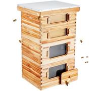 VEVOR Bee Hive 40 Frame Bee Hives Starter Kit, Beeswax Coated Cedar Wood, 2 Deep + 2 Medium Bee Boxes Langstroth Beehive Kit, Transparent Acrylic Wind