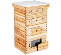 VEVOR Bee Hive 40 Frame Bee Hives Starter Kit, Beeswax Coated Fir Wood, 2 Deep + 2 Medium Bee Boxes Langstroth Beehive Kit, Transparent Acrylic Windows with Foundations for Beginners Pro Beekeepers