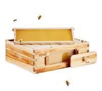 VEVOR Bee Hive Medium Box Starter Kit, 100% Beeswax Coated Natural Cedar Wood, Langstroth Beehive Kit with 10 Frames and Foundations, Transparent Acrylic Bee Windows for Beginners and Pro Beekeepers