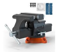 VEVOR Bench Vise, 6.5" Jaw Width 6.5" Forward &9.3" Reverse Opening, 360-Degree Swivel Locking Base Multipurpose Workbench with Anvil, Heavy Duty Ductile Iron with Bolts & Nuts, for Drilling, Pipe Cut